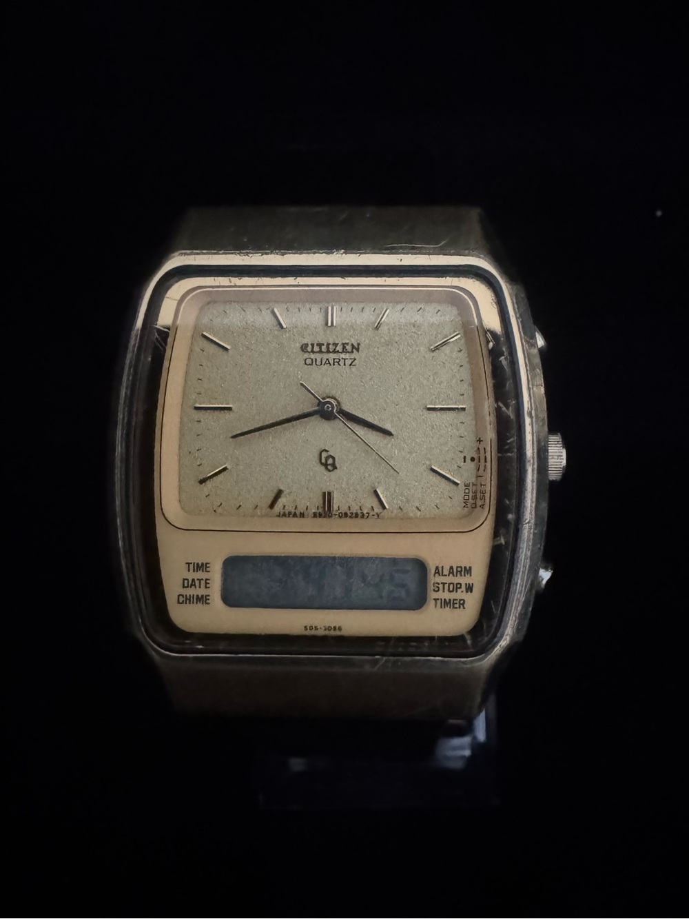 Citizen Two-Display Quartz Watch in Silver and Cream